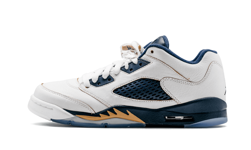 Air Jordan 5 Retro Low GS "WHITE / METALLIC GOLD / MID NAVY" 314338 135