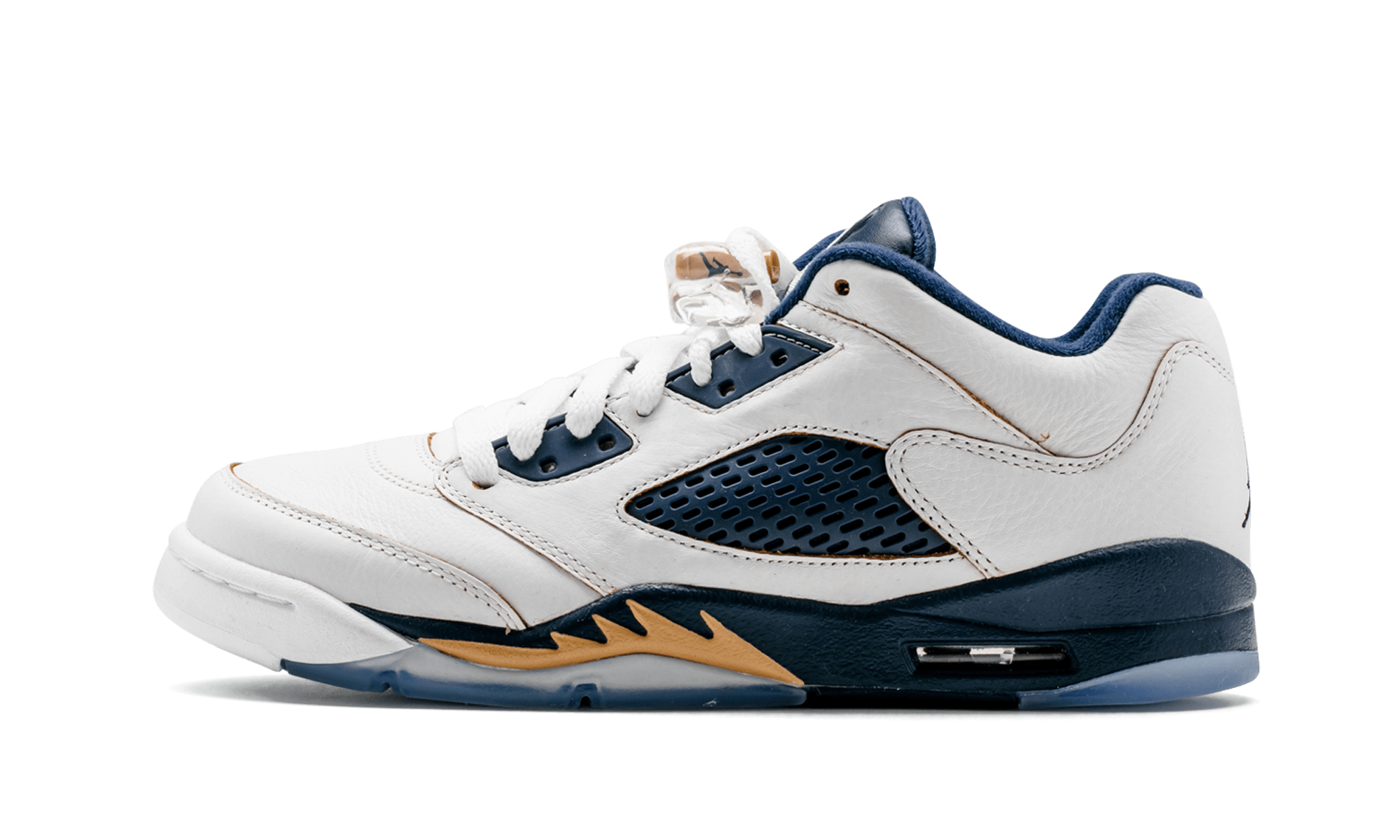 Air Jordan 5 Retro Low GS "WHITE / METALLIC GOLD / MID NAVY" 314338 135