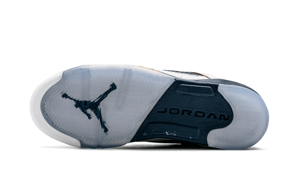 Air Jordan 5 Retro Low GS "WHITE / METALLIC GOLD / MID NAVY" 314338 135