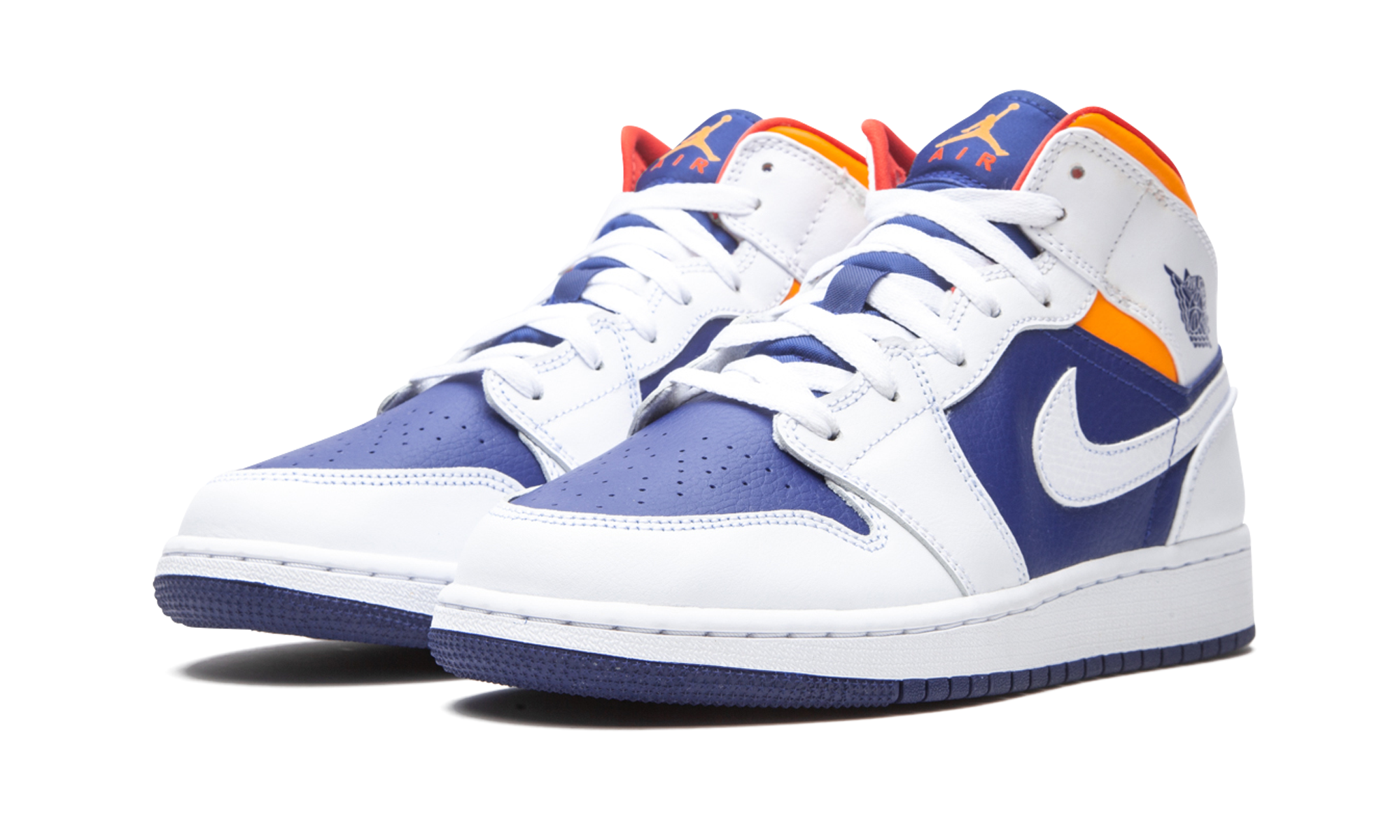 Air Jordan 1 Mid GS "White Deep Royal Blue" 554725 131