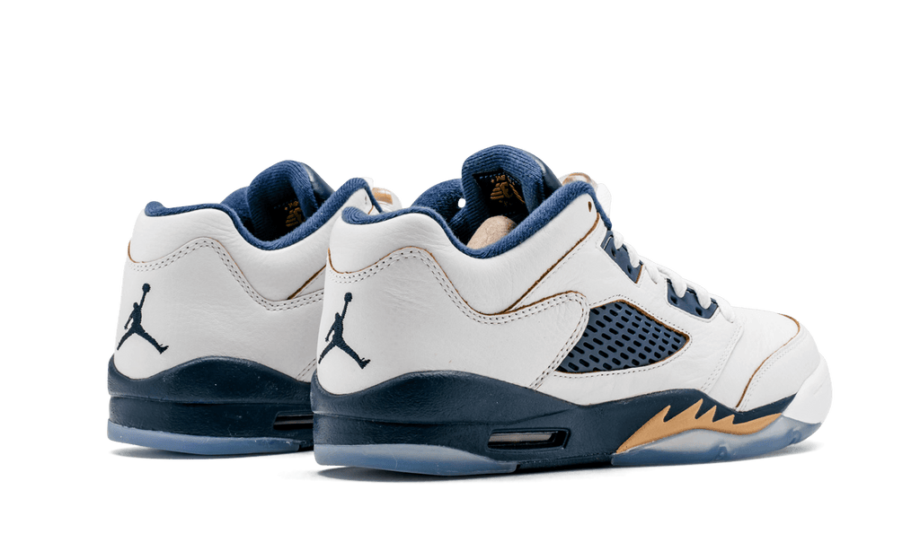 Air Jordan 5 Retro Low GS "WHITE / METALLIC GOLD / MID NAVY" 314338 135