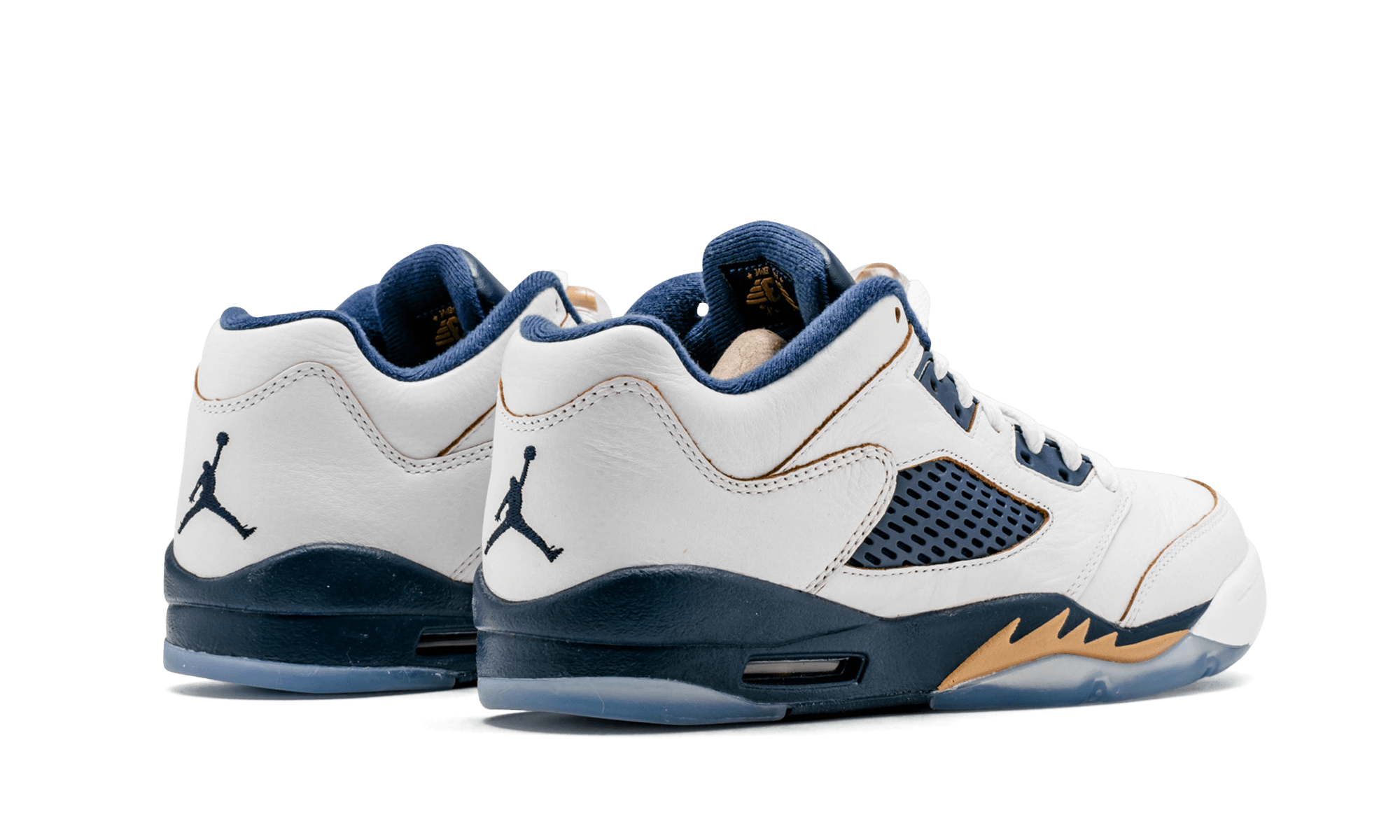 Air Jordan 5 Retro Low GS "WHITE / METALLIC GOLD / MID NAVY" 314338 135