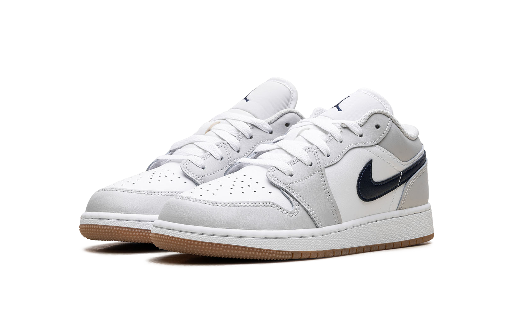 Jordan 1 Low GS "White Neutral Grey Gum Midnight Navy" 553560 146